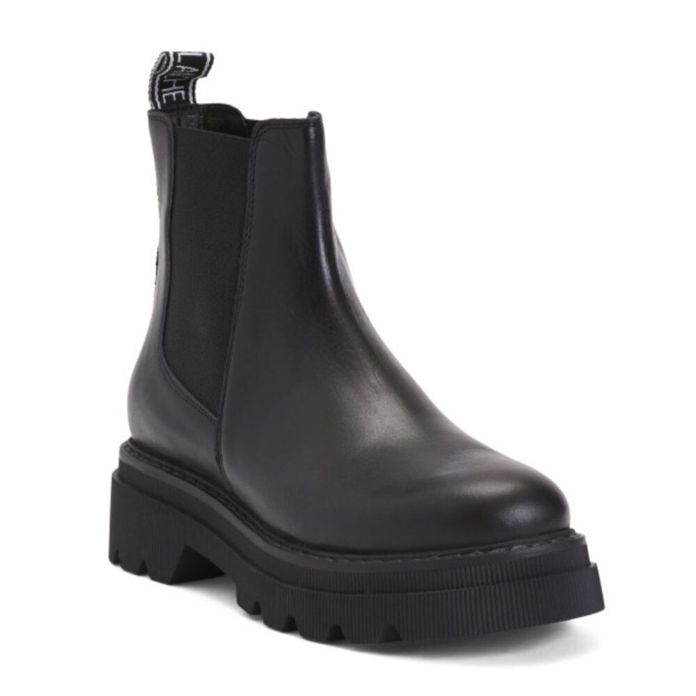NWOB Voile Blanche Tweed 09 Black Calfskin Leather Chelsea Boots size 40 US 10